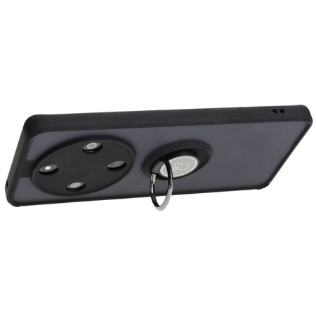 Etui z uchwytem na palec Bizon Case Hybrid Ring do Honor Magic6 Lite, przydymione z czarną ramką