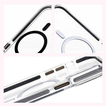 Etui z pierścieniem magnetycznym Bizon Case Marco do iPhone 14 Pro Max, przezroczyste z czarną ramką