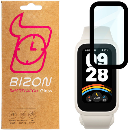 Szkło hybrydowe Bizon Glass Watch Edge Hybrid dla Xiaomi Smart Band 9 Active / Redmi Smart Band 3, czarne