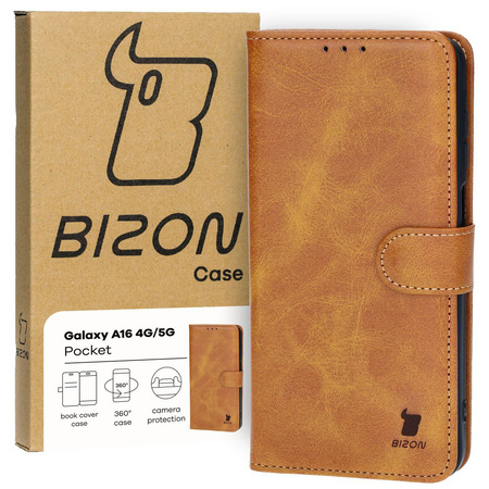 Etui z klapką Bizon Case Pocket do Galaxy A16 4G/5G, brązowe