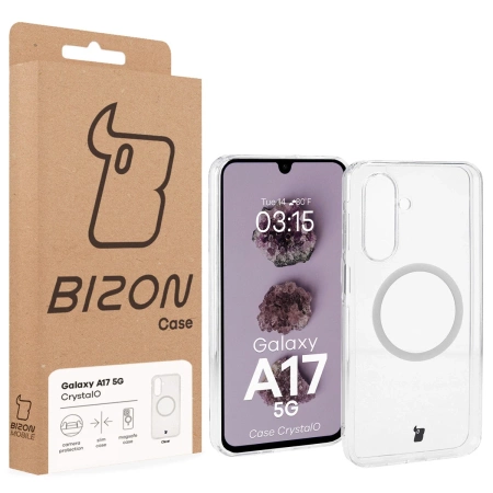 Etui z pierścieniem magnetycznym Bizon Case CrystalO do Galaxy A17 5G, przezroczyste