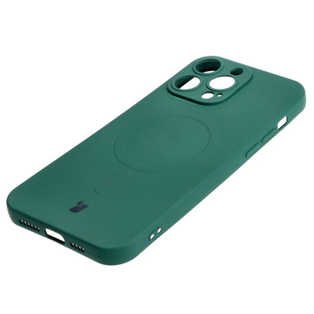 Etui silikonowe z pierścieniem magnetycznym Bizon Case Silicone Magnetic do iPhone 14 Pro Max, ciemnozielone