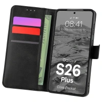 Etui z klapką Bizon Case Pocket do Galaxy S26 Plus, czarne