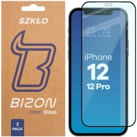 Szkło hartowane Bizon Glass Edge Duo do iPhone 12 / 12 Pro, czarna ramka, 2 sztuki