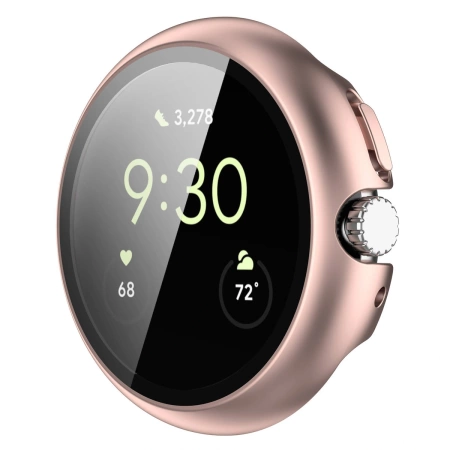 Etui ze szkłem do zegarka Bizon Case+Glass Watch do Google Pixel Watch 4 41 mm, różowozłote