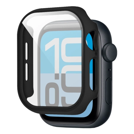 Etui ze szkłem do zegarka Bizon Case+Glass Watch do Apple Watch SE 3 / SE 2 / SE / 6 / 5 / 4 (40 mm), matowe czarne