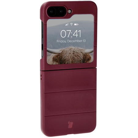 Pancerne etui Bizon Case Tur do Galaxy Z Flip7 FE / Z Flip6, burgundowe