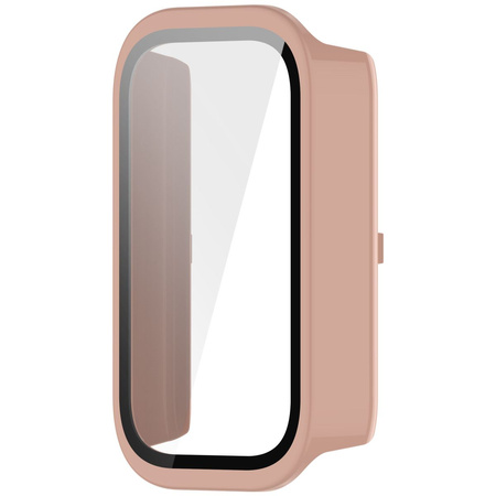 Etui ze szkłem do zegarka Bizon Case Watch Adamo do Xiaomi Smart Band 9 Active / Redmi Band 3, różowe