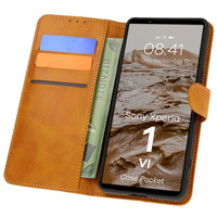 Etui z klapką Bizon Case Pocket do Sony Xperia 1 VI, brązowe