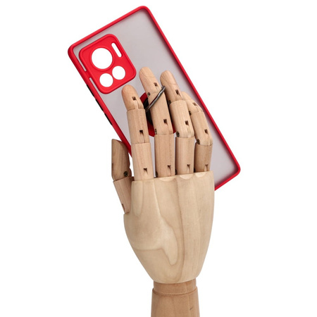 Etui z uchwytem na palec Bizon Case Hybrid Ring do Motorola Edge 30 Ultra, przydymione z czerwoną ramką