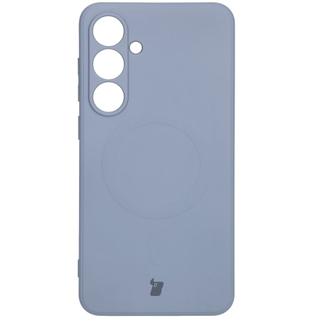 Silikonowe etui z pierścieniem magnetycznym Bizon Case Silicone Magnetic Sq do Galaxy S24 FE, szare