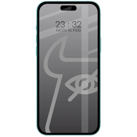 Prywatyzujące szkło hartowane Bizon Glass Edge Shadow Duo do iPhone 15 / 16, przyciemniane z czarną ramką, 2 sztuki