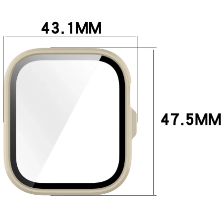 Etui ze szkłem do zegarka Bizon Case Watch Adamo do Huawei Watch Fit 4 Pro, beżowe