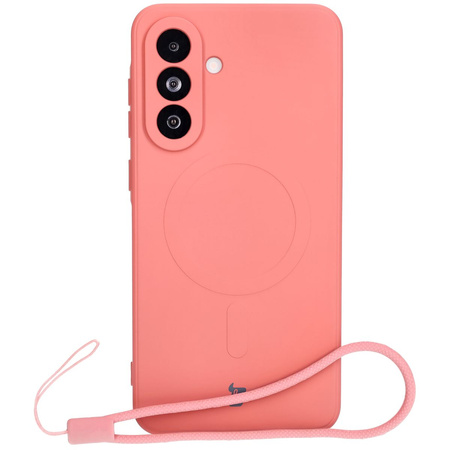 Silikonowe etui z pierścieniem magnetycznym Bizon Case Silicone Magnetic Sq do Galaxy A36 5G, brudnoróżowe