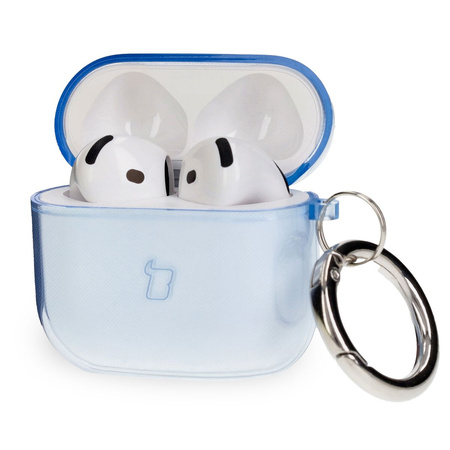 Elastyczne etui z karabińczykiem Bizon Case Headphone Clear do AirPods 4 przeźroczysto-niebieskie