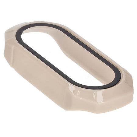 Etui ze szkłem do zegarka Bizon Case Watch Adamo do Xiaomi Smart Band 9, beżowe