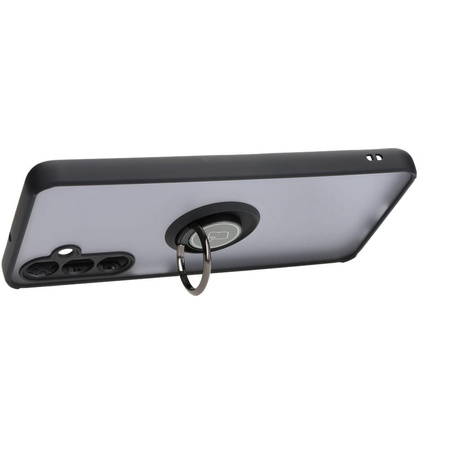 Etui z uchwytem na palec Bizon Case Hybrid Ring do Galaxy M54 5G, przydymione z czarną ramką