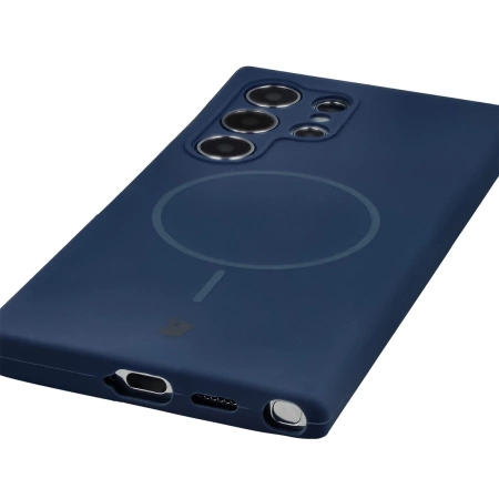 Silikonowe etui z pierścieniem magnetycznym Bizon Soft Case Magnetic do Galaxy S24 Ultra, granatowe