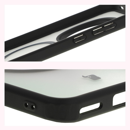 Etui z pierścieniem magnetycznym Bizon Case MatteO do Galaxy A26 5G, półprzezroczyste z czarną ramką