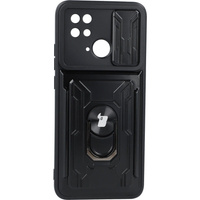 Etui Bizon Case Camshield Card Slot Ring do Xiaomi Redmi 10C, czarne