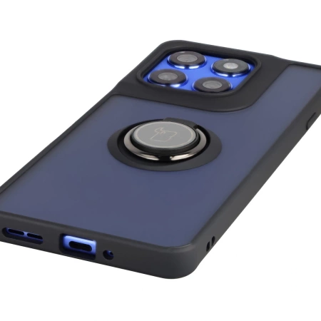 Etui z uchwytem na palec Bizon Case Hybrid Ring do Motorola Edge 60 Pro, przydymione z czarną ramką