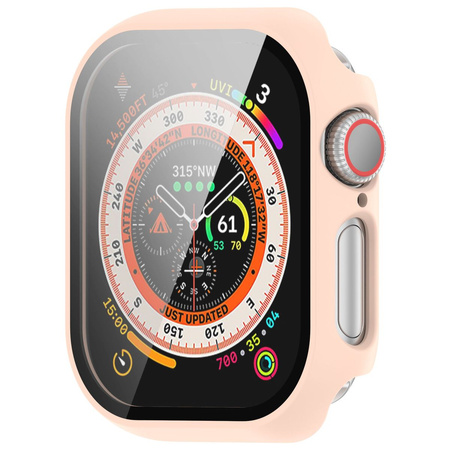 Etui ze szkłem do zegarka Bizon Case+Glass Watch do Apple Watch 10 46mm, różowe