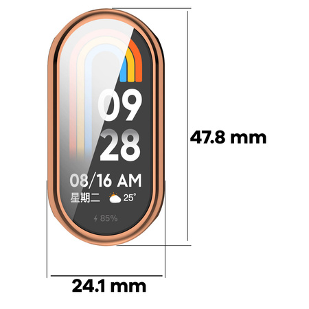 Etui z osłoną ekranu Bizon Case Watch Felipe do Xiaomi Smart Band 10, różowozłote