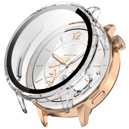 Etui ze szkłem do zegarka Bizon Case Watch Adamo do OnePlus Watch 3 43 mm, przeźroczyste