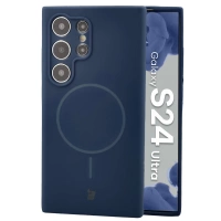 Silikonowe etui z pierścieniem magnetycznym Bizon Soft Case Magnetic do Galaxy S24 Ultra, granatowe
