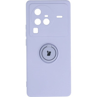 Etui Bizon Case Silicone Ring Sq do VIVO X80 Pro, jasnofioletowe