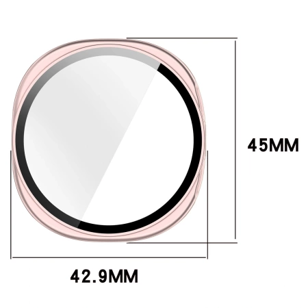 Etui ze szkłem do zegarka Bizon Case+Glass Watch do Samsung Galaxy Watch 8 40 mm, satynowo różowe