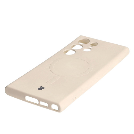 Etui silikonowe z pierścieniem magnetycznym Bizon Case Silicone Magnetic do Galaxy S23 Ultra, beżowe