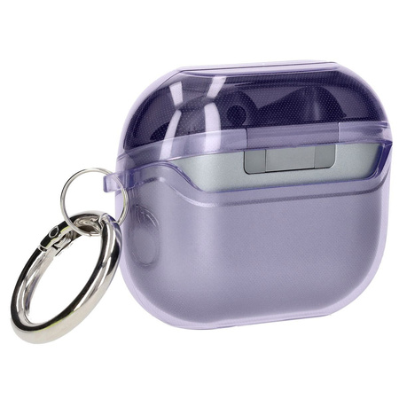 Elastyczne etui z karabińczykiem Bizon Case Headphone Clear do Galaxy Buds 3/3 Pro/3 FE przeźroczysto-fioletowe