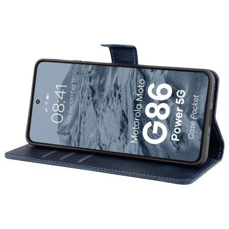 Etui z klapką Bizon Case Pocket do Motorola Moto G86 Power 5G, granatowe