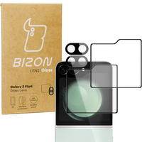 Szkło na aparat + szkło na ekran zewnętrzny Bizon Glass Silk Lens do Galaxy Z Flip6, 2 zestawy