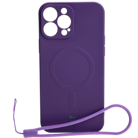 Etui silikonowe z pierścieniem magnetycznym Bizon Case Silicone Magnetic do iPhone 13 Pro Max, śliwkowe