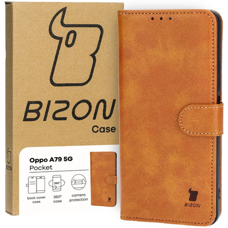 Etui z klapką Bizon Case Pocket do Oppo A79 5G, brązowe