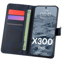 Etui z klapką Bizon Case Pocket do Vivo X300 Pro, granatowe
