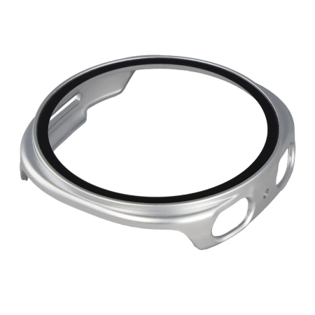 Etui ze szkłem do zegarka Bizon Case Watch Adamo do Samsung Galaxy Watch 8 44 mm, srebrne