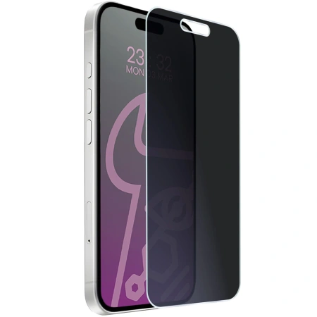 Prywatyzujące szkło hybrydowe Bizon Glass Mule Shadow do iPhone 16 Plus, matowe