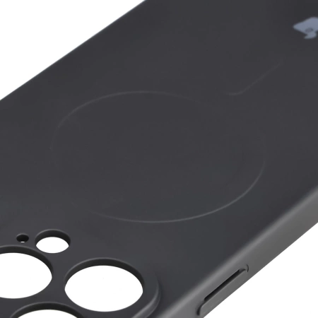 Etui silikonowe z pierścieniem magnetycznym Bizon Case Silicone Magnetic do iPhone 15 Pro Max, czarne