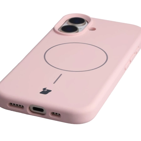 Silikonowe etui z pierścieniem magnetycznym Bizon Soft Case Magnetic do iPhone 17, jasnoróżowe