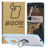 Etui z uchwytem na palec Bizon Case Hybrid Ring do Motorola Edge 50 Ultra, przydymione z jasnoniebieską ramką
