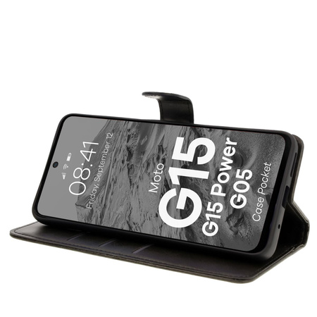 Etui z klapką Bizon Case Pocket do Motorola Moto G15 / G15 Power / G05, czarne