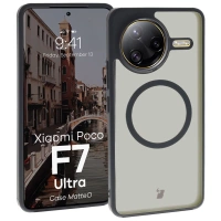 Etui z pierścieniem magnetycznym Bizon Case MatteO do Xiaomi Poco F7 Ultra, przydymione-czarne