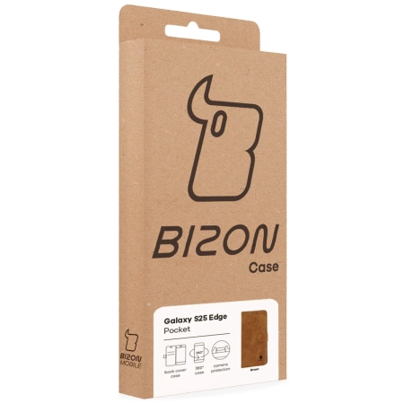 Etui z klapką Bizon Case Pocket do Galaxy S25 Edge, brązowe