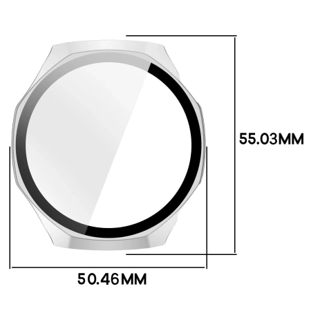 Etui ze szkłem do zegarka Bizon Case Watch Adamo do Huawei Watch GT6 Pro 46 mm, matowe srebrne