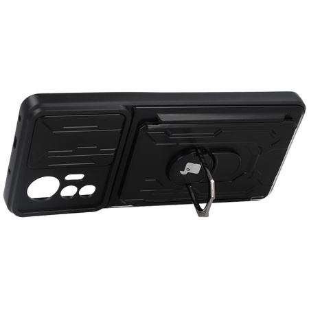 Etui Bizon Case Camshield Card Slot Ring do Xiaomi 12 Lite, czarne