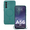 Silikonowe etui z pierścieniem magnetycznym Bizon Case Silicone Magnetic Sq do Galaxy A56 5G, ciemnozielone