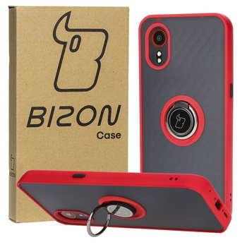 Etui z uchwytem na palec Bizon Case Hybrid Ring do Galaxy Xcover7, przydymione z czerwoną ramką